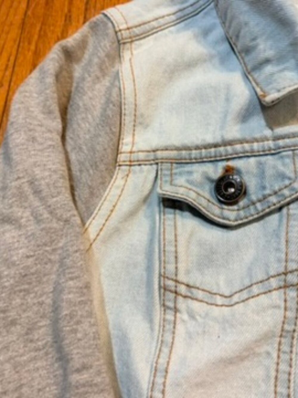 C’ESTTOI Cropped Denim Jacket Knit Sleeve Y2K Streetwear Small - Picture 11 of 11